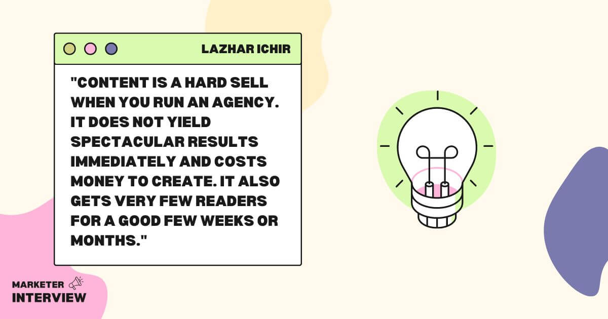 lazhar ichir content quote on hard sell for agency